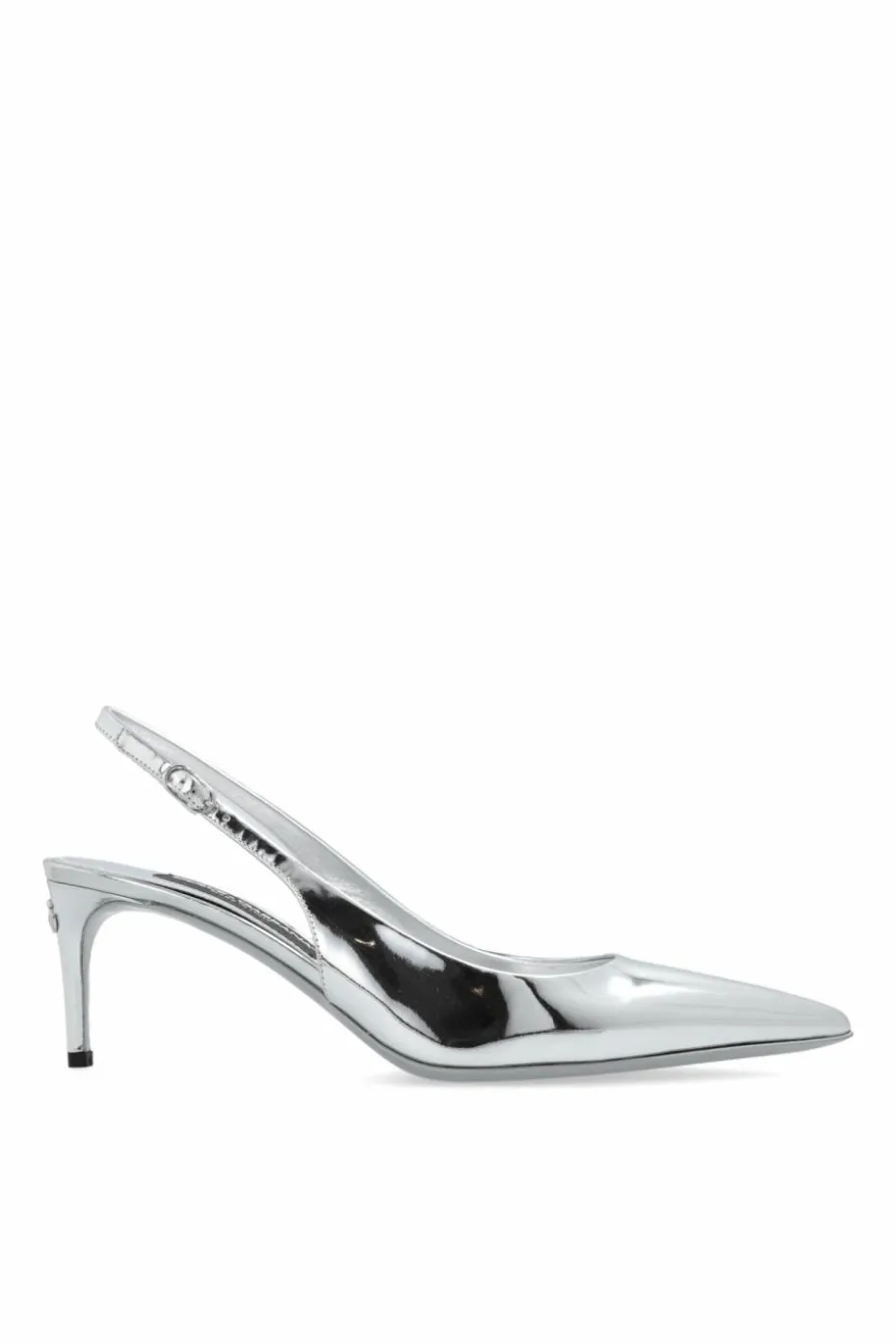 Dolce & Gabbana SREBRNY Skórzane buty na obcasie