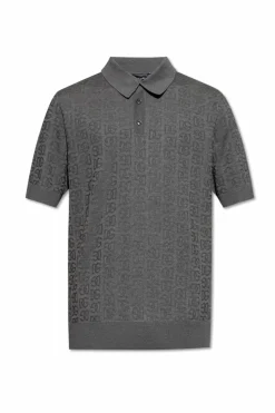 Dolce & Gabbana SZARY Jedwabne polo z monogramem