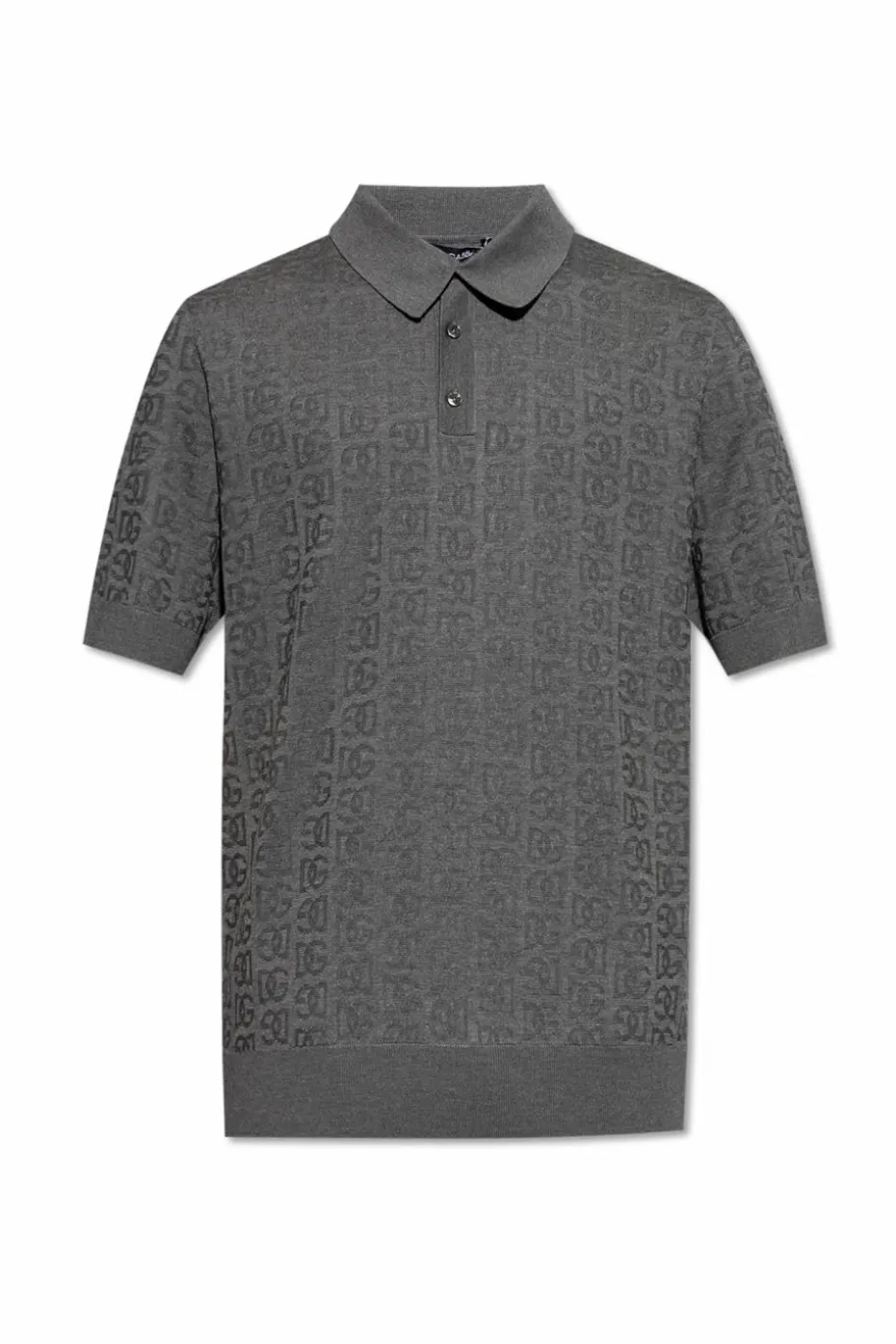 Dolce & Gabbana SZARY Jedwabne polo z monogramem