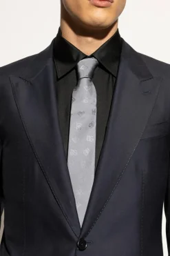 Dolce & Gabbana SZARY Jedwabny krawat