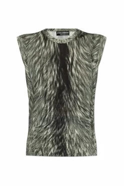 Dolce & Gabbana SZARY Jedwabny top bez rękawów