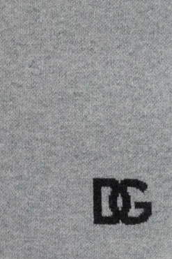 Dolce & Gabbana SZARY Szal z wyszytym logo