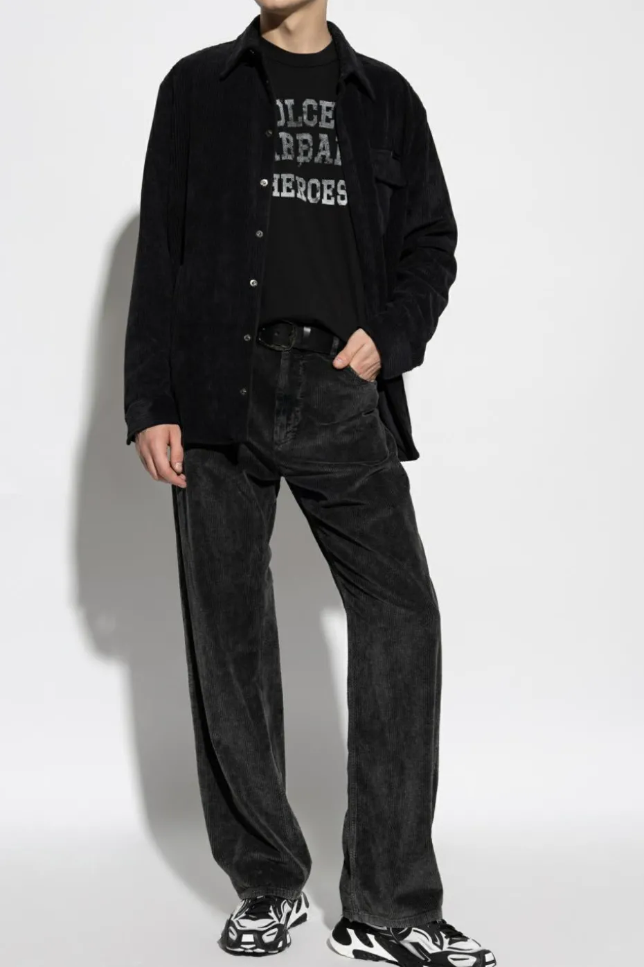 Dolce & Gabbana SZARY Sztruksowe spodnie