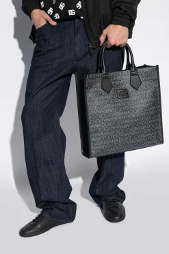 Dolce & Gabbana SZARY Torba z monogramem typu ‘shopper’