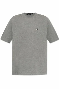 Dolce & Gabbana SZARY T-shirt z aplikacją z logo