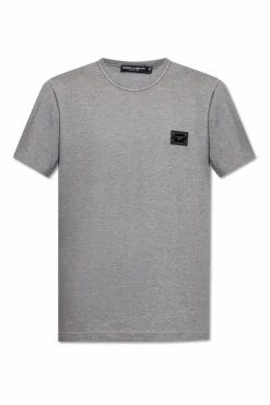 Dolce & Gabbana SZARY T-shirt z aplikacją z logo
