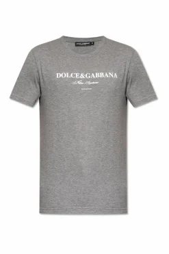 Dolce & Gabbana SZARY T-shirt z nadrukowanym logo