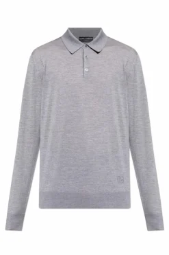 Dolce & Gabbana SZARY Wełniany sweter polo