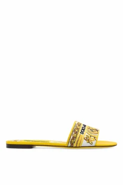 Dolce & Gabbana ŻÓŁTY Klapki z logo