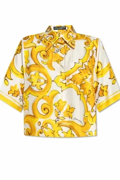 Dolce & Gabbana ŻÓŁTY Koszula z nadrukiem `Majolika`