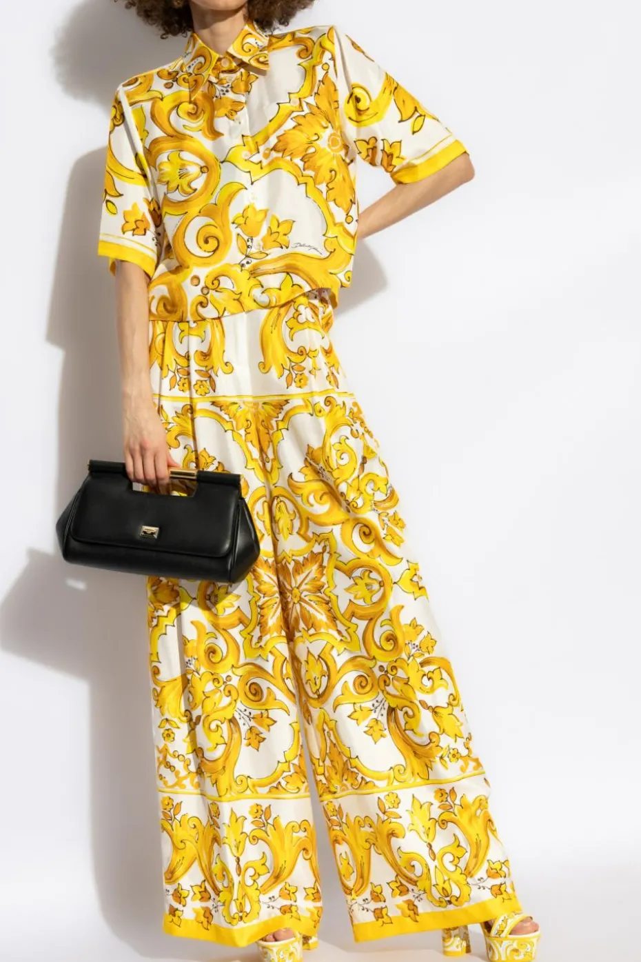 Dolce & Gabbana ŻÓŁTY Koszula z nadrukiem `Majolika`