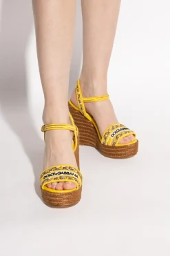 Dolce & Gabbana ŻÓŁTY Sandały na koturnie