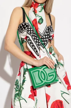Dolce & Gabbana ZIELONY Skórzana torba na ramię z logo
