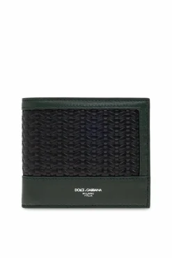 Dolce & Gabbana ZIELONY Skórzany portfel z logo