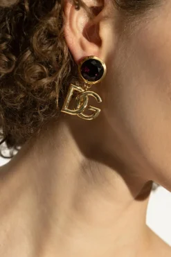 Dolce & Gabbana ZŁOTY Klipsy z połyskującym kryształem