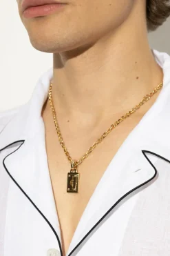 Dolce & Gabbana ZŁOTY Naszyjnik z zawieszką z wygrawerowanym logo