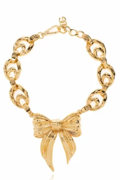 Dolce & Gabbana ZŁOTY Naszyjnik z zawieszką w kształcie kokardy
