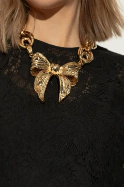Dolce & Gabbana ZŁOTY Naszyjnik z zawieszką w kształcie kokardy