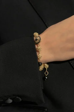 Dolce & Gabbana ZŁOTY Złota bransoleta z kamieniami szlachetnymi