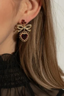 Dolce & Gabbana ZŁOTY Złote kolczyki z kamieniami szlachetnymi