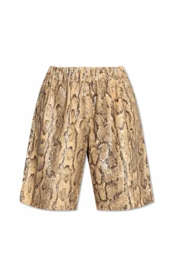 Dries Van Noten beżowy Cekinowe szorty z motywem zwierzęcym