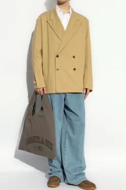 Dries Van Noten beżowy Dwurzędowa marynarka `Caplans`
