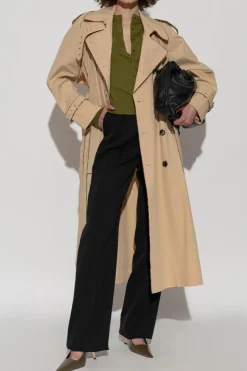 Dries Van Noten beżowy Dwurzędowy trencz