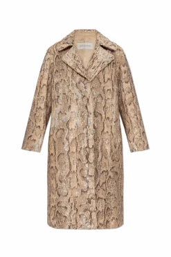 Dries Van Noten beżowy Płaszcz z cekinowym wykończeniem