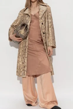 Dries Van Noten beżowy Płaszcz z cekinowym wykończeniem