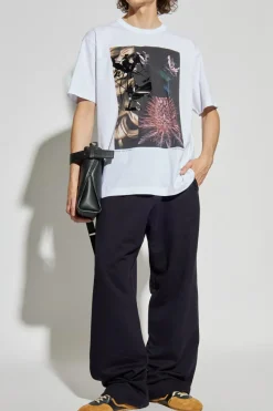 Dries Van Noten BIAŁY T-shirt z nadrukiem