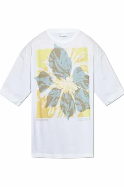 Dries Van Noten BIAŁY T-shirt z nadrukiem