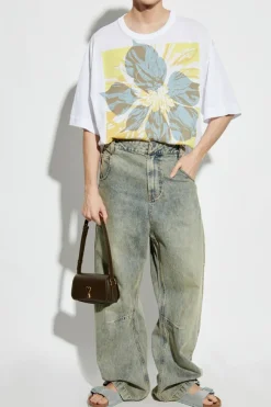 Dries Van Noten BIAŁY T-shirt z nadrukiem