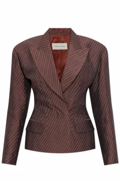 Dries Van Noten BORDO Marynarka ze wzorem w pasy