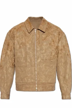 Dries Van Noten BRĄZOWY Kurtka z lureksową nicią