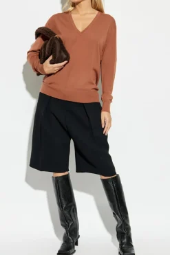 Dries Van Noten BRĄZOWY Wełniany sweter
