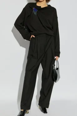 Dries Van Noten CZARNY Bluza z aplikacją