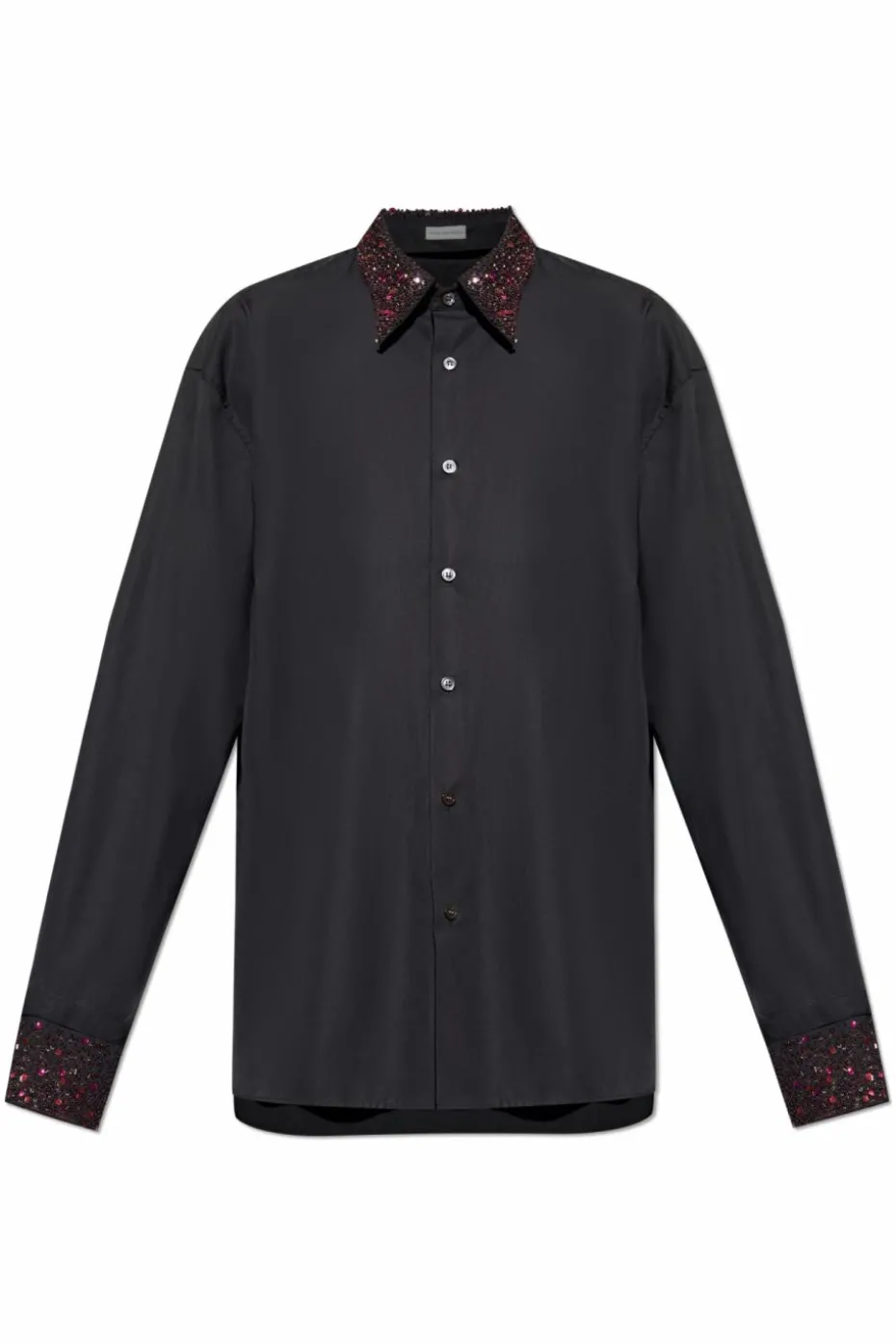 Dries Van Noten CZARNY Koszula z dekoracyjnym kołnierzem