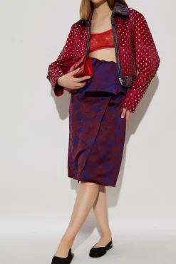 Dries Van Noten CZERWONY Koronkowy top