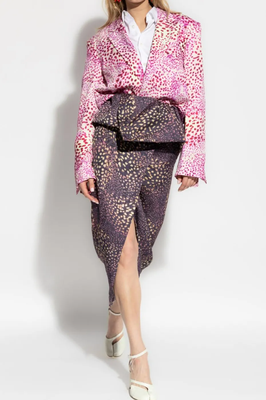 Dries Van Noten FIOLETOWY Spódnica z kopertowym zapięciem