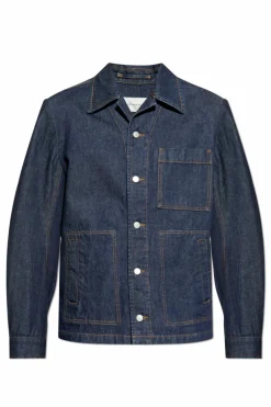 Dries Van Noten GRANATOWY Jeansowa kurtka `Vorman`
