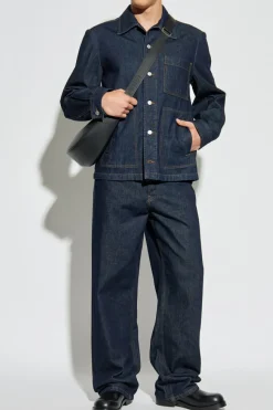 Dries Van Noten GRANATOWY Jeansowa kurtka `Vorman`