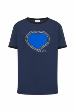 Dries Van Noten GRANATOWY T-shirt z nadrukiem