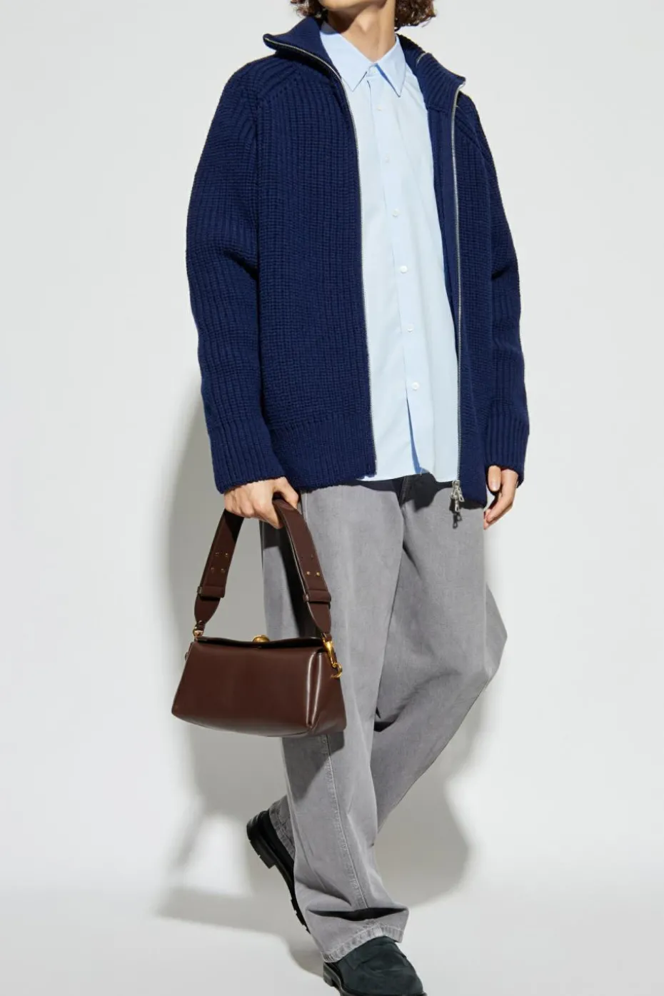 Dries Van Noten GRANATOWY Wełniany sweter