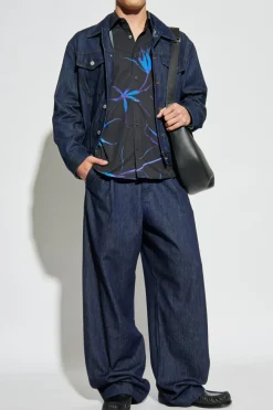 Dries Van Noten GRANATOWY Jeansowa kurtka `Vuskin`