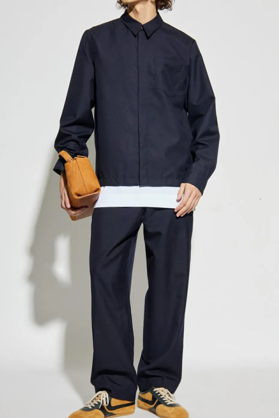 Dries Van Noten GRANATOWY Wełniana koszula