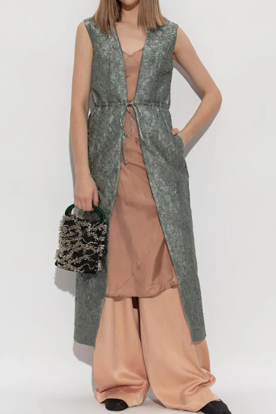 Dries Van Noten NIEBIESKI Długa kamizelka