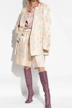 Dries Van Noten RÓŻOWY Szorty o połyskującym wykończeniu