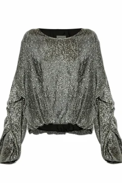 Dries Van Noten SREBRNY Cekinowy top