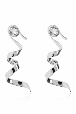 Dries Van Noten SREBRNY Kolczyki z połyskującym kryształem