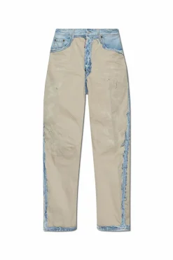 Dsquared2 beżowy Jeansy z łączonych materiałów